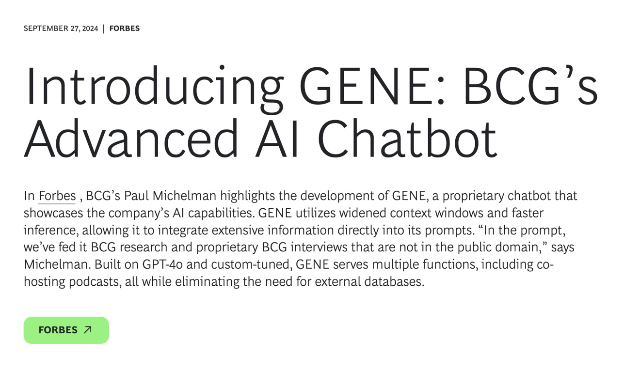 BCG Introducing GENE — Advanced AI Chatbot